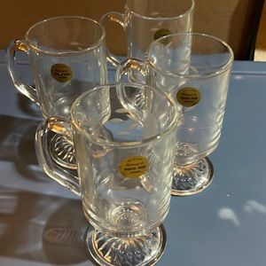 Princess house Heritage 4 irish coffee mugs with their stickers